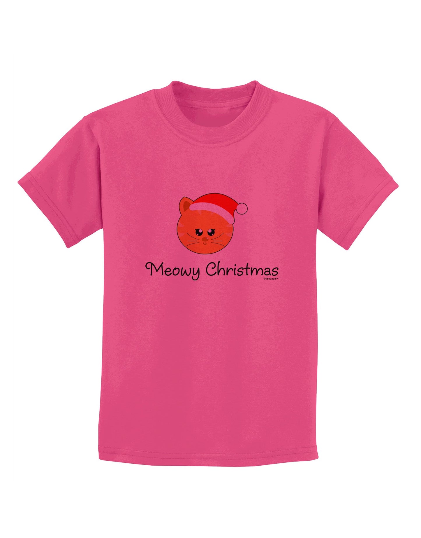 Meowy Christmas Cute Cat Santa Hat Childrens T-Shirt-Childrens T-Shirt-TooLoud-Sangria-X-Small-Davson Sales