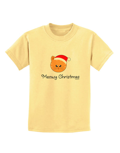 Meowy Christmas Cute Cat Santa Hat Childrens T-Shirt-Childrens T-Shirt-TooLoud-Daffodil-Yellow-X-Small-Davson Sales