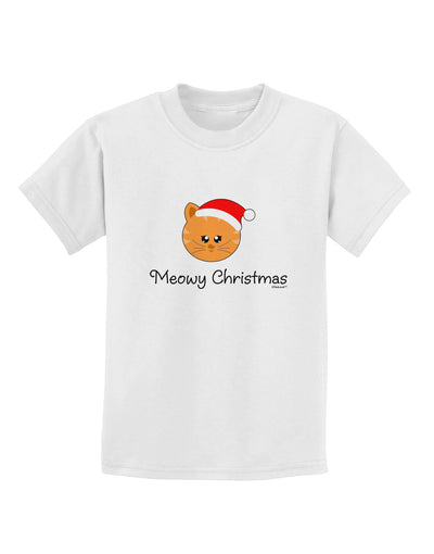 Meowy Christmas Cute Cat Santa Hat Childrens T-Shirt-Childrens T-Shirt-TooLoud-White-X-Small-Davson Sales