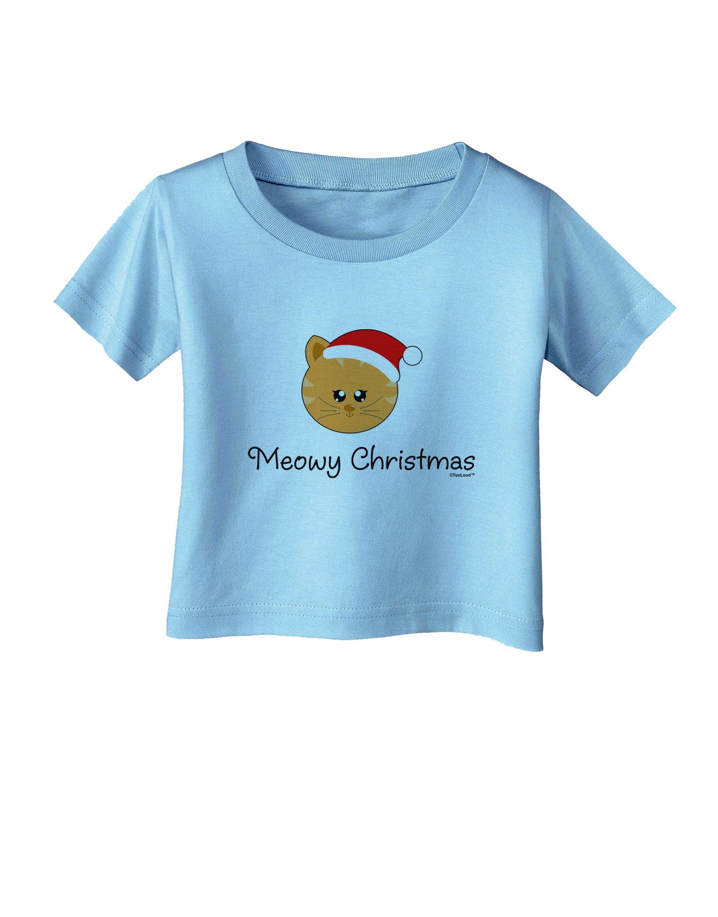 Meowy Christmas Cute Cat Santa Hat Infant T-Shirt-Infant T-Shirt-TooLoud-Aquatic-Blue-06-Months-Davson Sales
