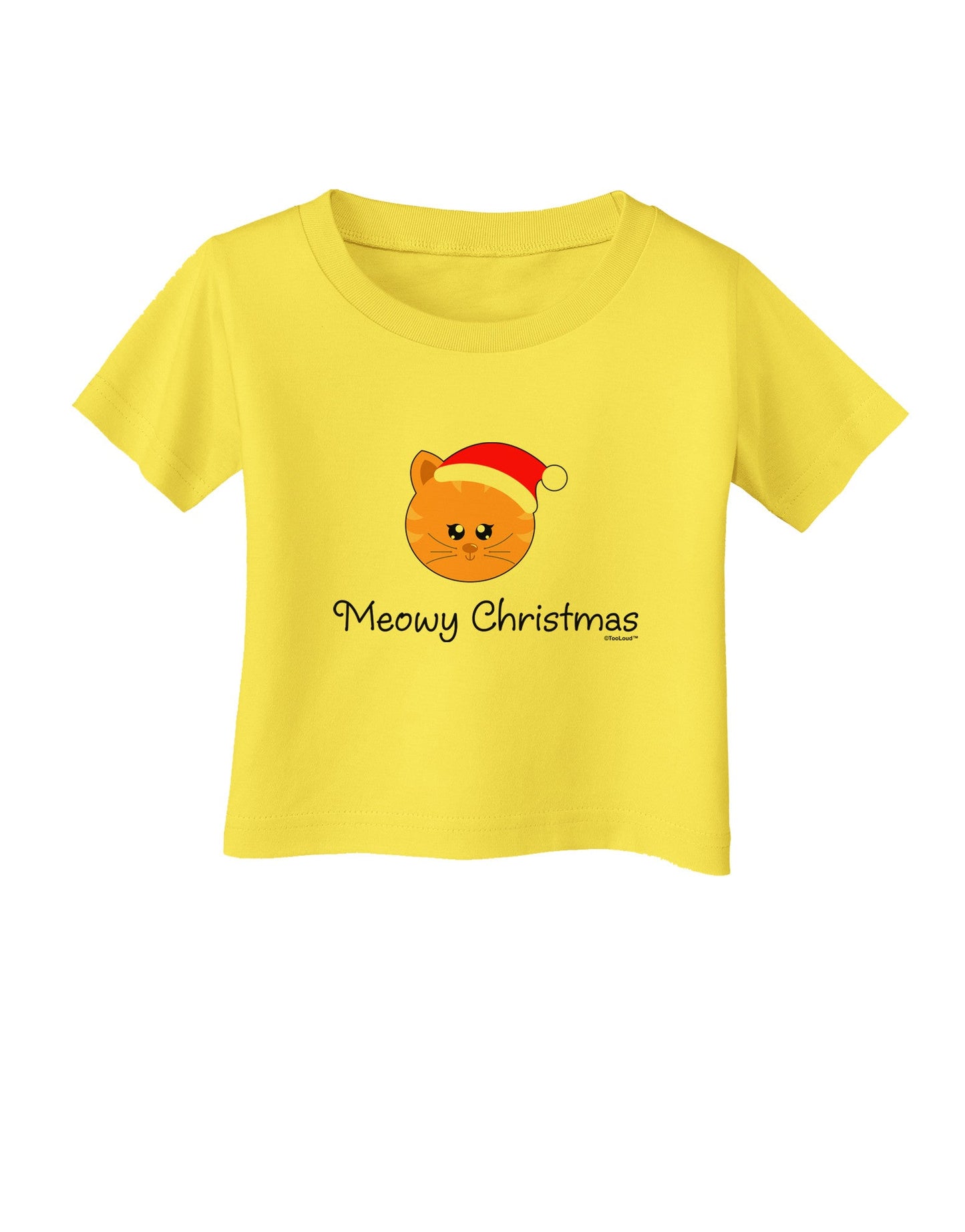 Meowy Christmas Cute Cat Santa Hat Infant T-Shirt-Infant T-Shirt-TooLoud-Yellow-06-Months-Davson Sales