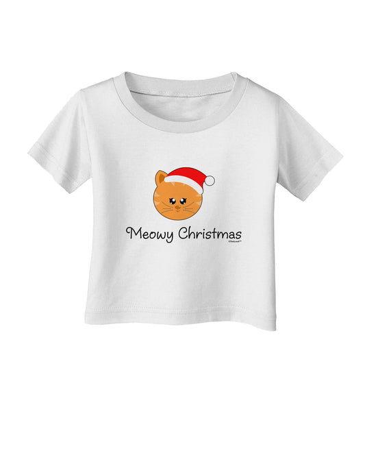 Meowy Christmas Cute Cat Santa Hat Infant T-Shirt-Infant T-Shirt-TooLoud-White-06-Months-Davson Sales