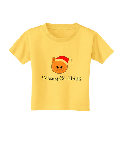 Meowy Christmas Cute Cat Santa Hat Toddler T-Shirt-Toddler T-Shirt-TooLoud-Yellow-2T-Davson Sales