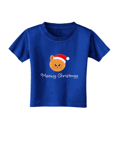 Meowy Christmas Cute Cat Santa Hat Toddler T-Shirt Dark-Toddler T-Shirt-TooLoud-Red-2T-Davson Sales