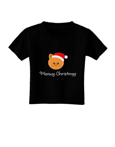 Meowy Christmas Cute Cat Santa Hat Toddler T-Shirt Dark-Toddler T-Shirt-TooLoud-Black-2T-Davson Sales