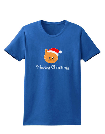 Meowy Christmas Cute Cat Santa Hat Womens Dark T-Shirt-TooLoud-Royal-Blue-X-Small-Davson Sales
