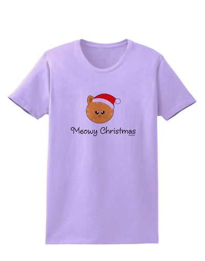 Meowy Christmas Cute Cat Santa Hat Womens T-Shirt-Womens T-Shirt-TooLoud-Lavender-X-Small-Davson Sales