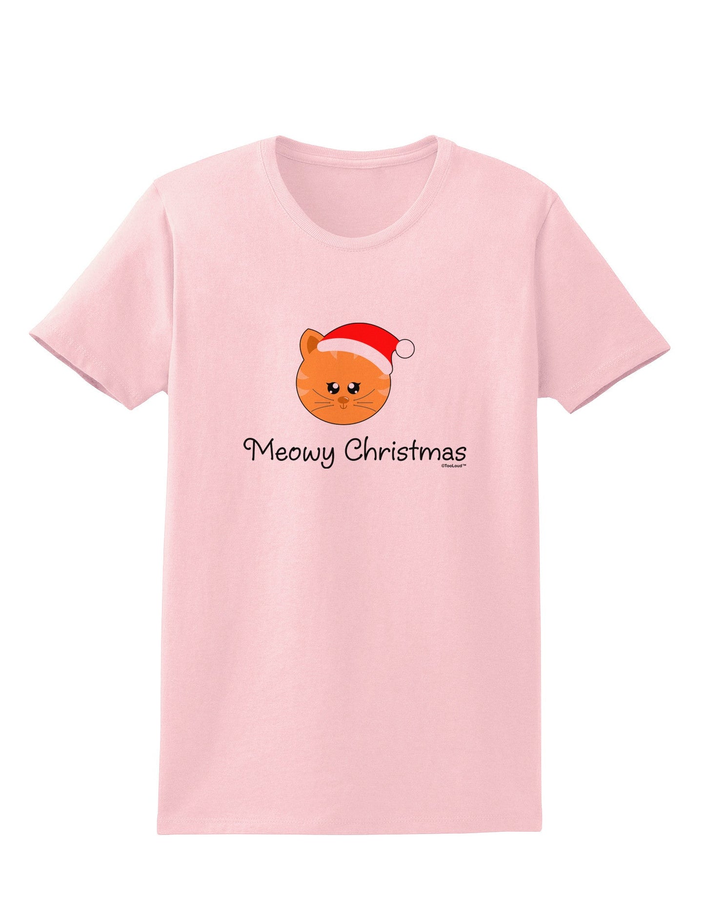 Meowy Christmas Cute Cat Santa Hat Womens T-Shirt-Womens T-Shirt-TooLoud-PalePink-X-Small-Davson Sales