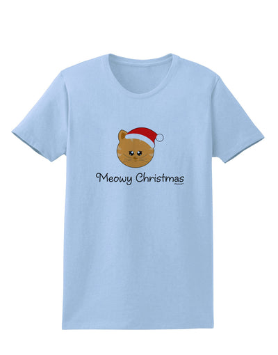 Meowy Christmas Cute Cat Santa Hat Womens T-Shirt-Womens T-Shirt-TooLoud-Light-Blue-X-Small-Davson Sales