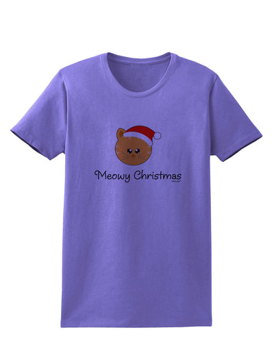 Meowy Christmas Cute Cat Santa Hat Womens T-Shirt-Womens T-Shirt-TooLoud-Violet-X-Small-Davson Sales