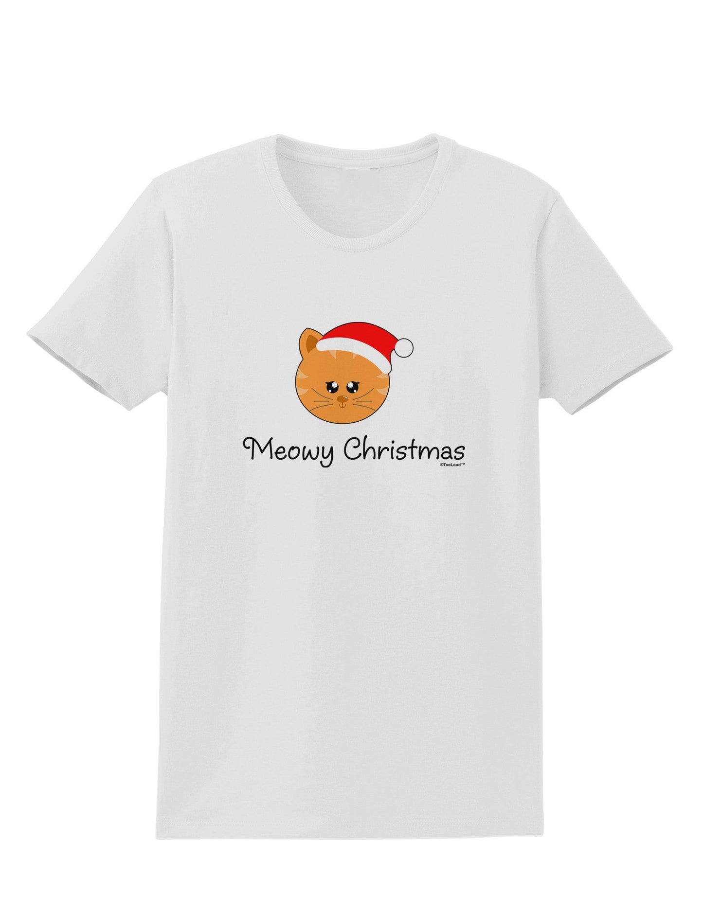 Meowy Christmas Cute Cat Santa Hat Womens T-Shirt-Womens T-Shirt-TooLoud-White-X-Small-Davson Sales