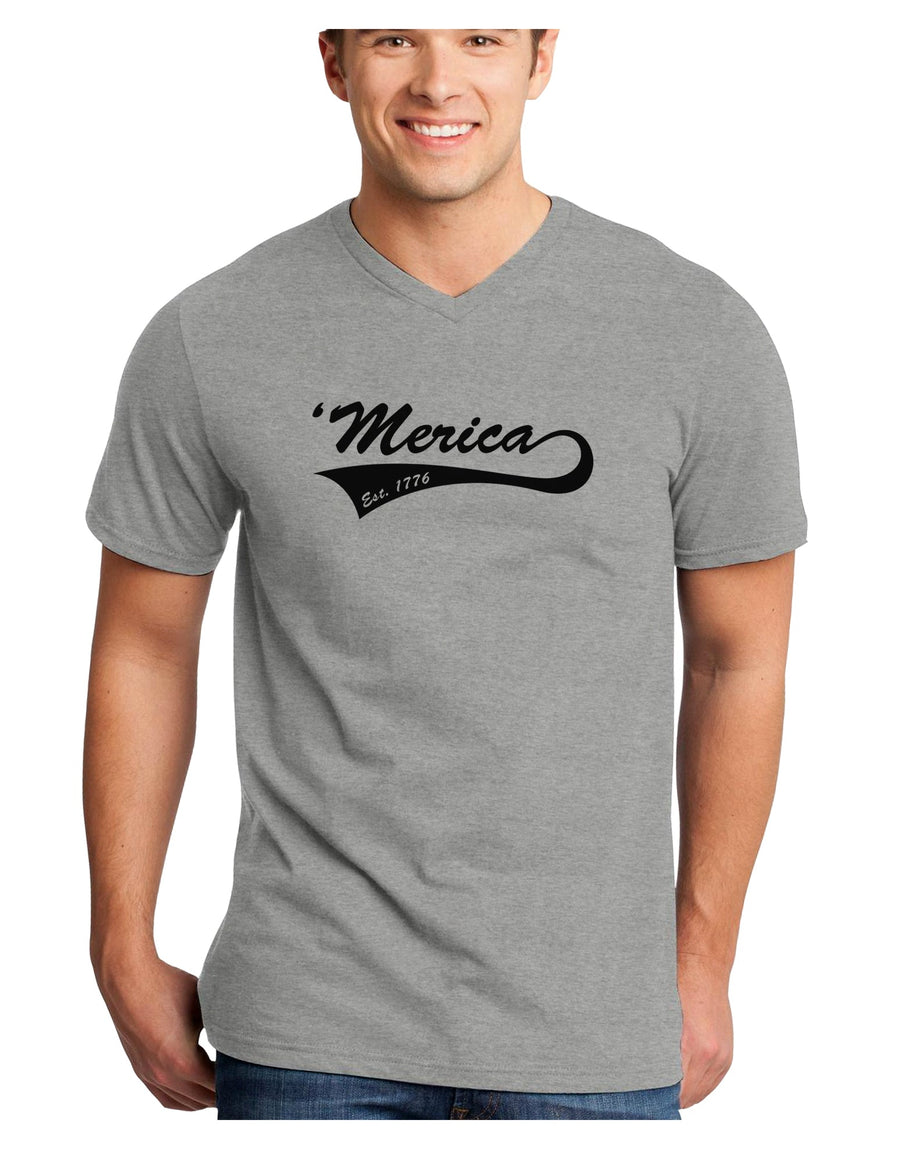 Merica Established 1776 Adult V-Neck T-shirt by TooLoud-Mens V-Neck T-Shirt-TooLoud-White-Small-Davson Sales