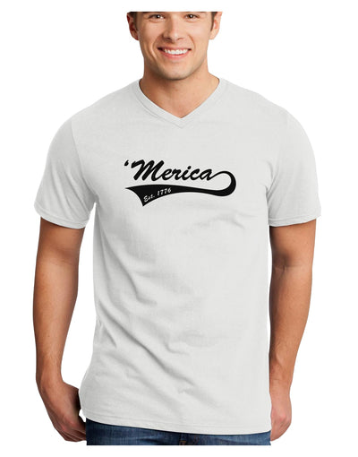 Merica Established 1776 Adult V-Neck T-shirt by TooLoud-Mens V-Neck T-Shirt-TooLoud-White-Small-Davson Sales