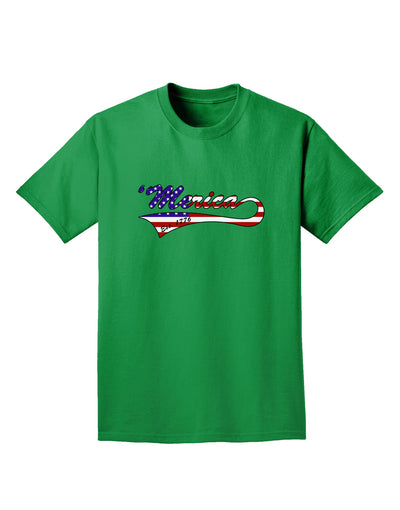 Merica Established 1776 - American Flag Style Adult Dark T-Shirt by TooLoud-Mens T-Shirt-TooLoud-Kelly-Green-Small-Davson Sales