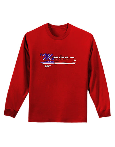 Merica Established 1776 - American Flag Style Adult Long Sleeve Dark T-Shirt by TooLoud-TooLoud-Red-Small-Davson Sales