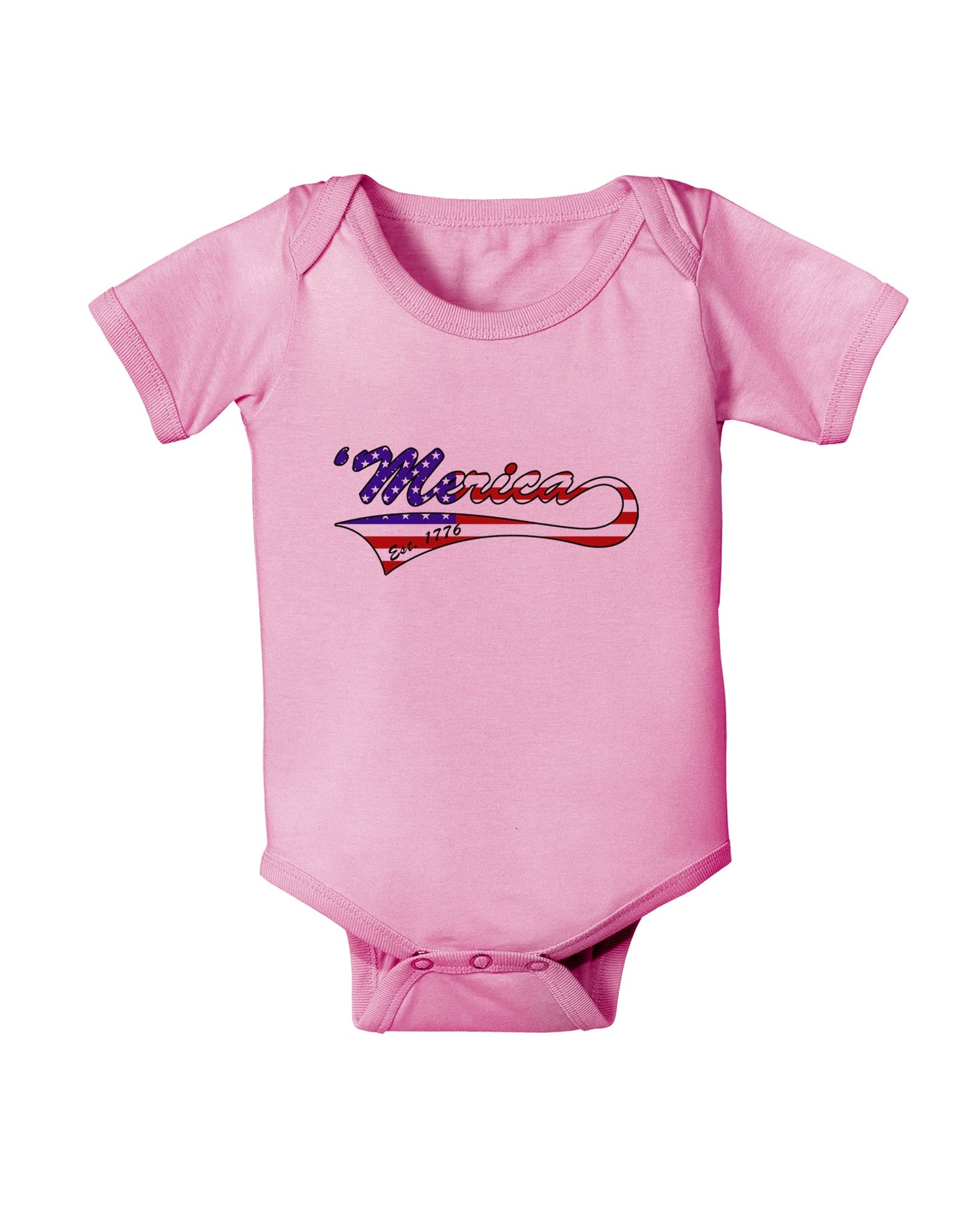 Merica Established 1776 - American Flag Style Baby Romper Bodysuit by TooLoud-Baby Romper-TooLoud-Light-Pink-06-Months-Davson Sales