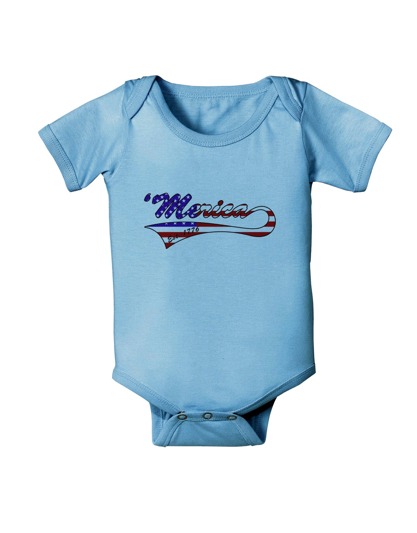 Merica Established 1776 - American Flag Style Baby Romper Bodysuit by TooLoud-Baby Romper-TooLoud-Light-Blue-06-Months-Davson Sales
