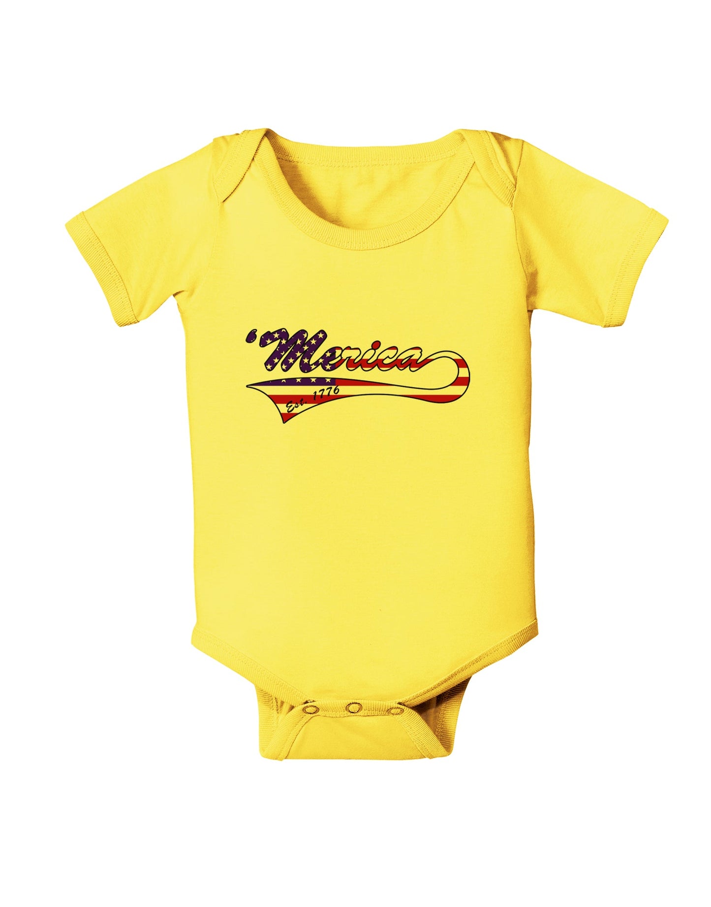 Merica Established 1776 - American Flag Style Baby Romper Bodysuit by TooLoud-Baby Romper-TooLoud-Yellow-06-Months-Davson Sales