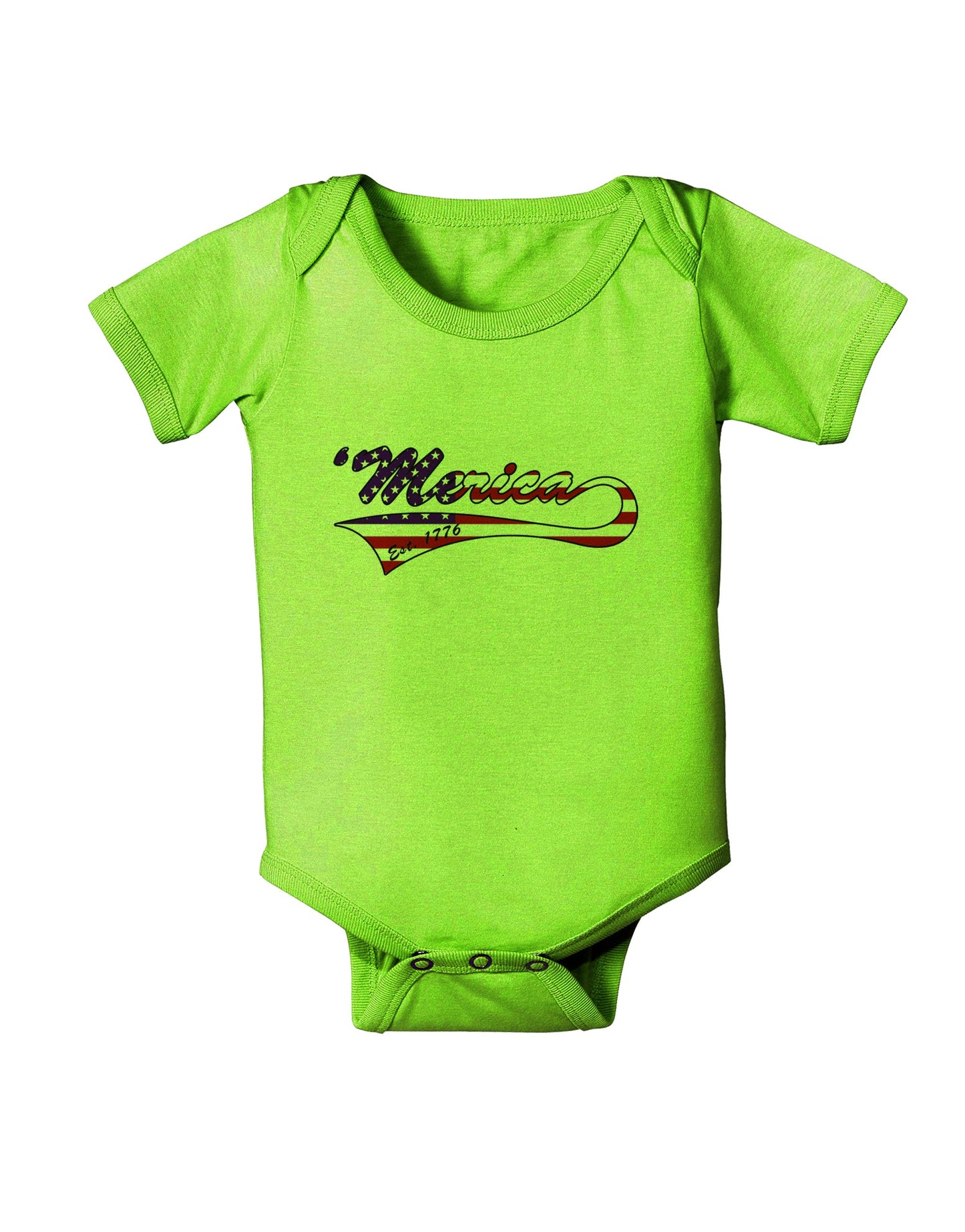 Merica Established 1776 - American Flag Style Baby Romper Bodysuit by TooLoud-Baby Romper-TooLoud-Lime-Green-06-Months-Davson Sales