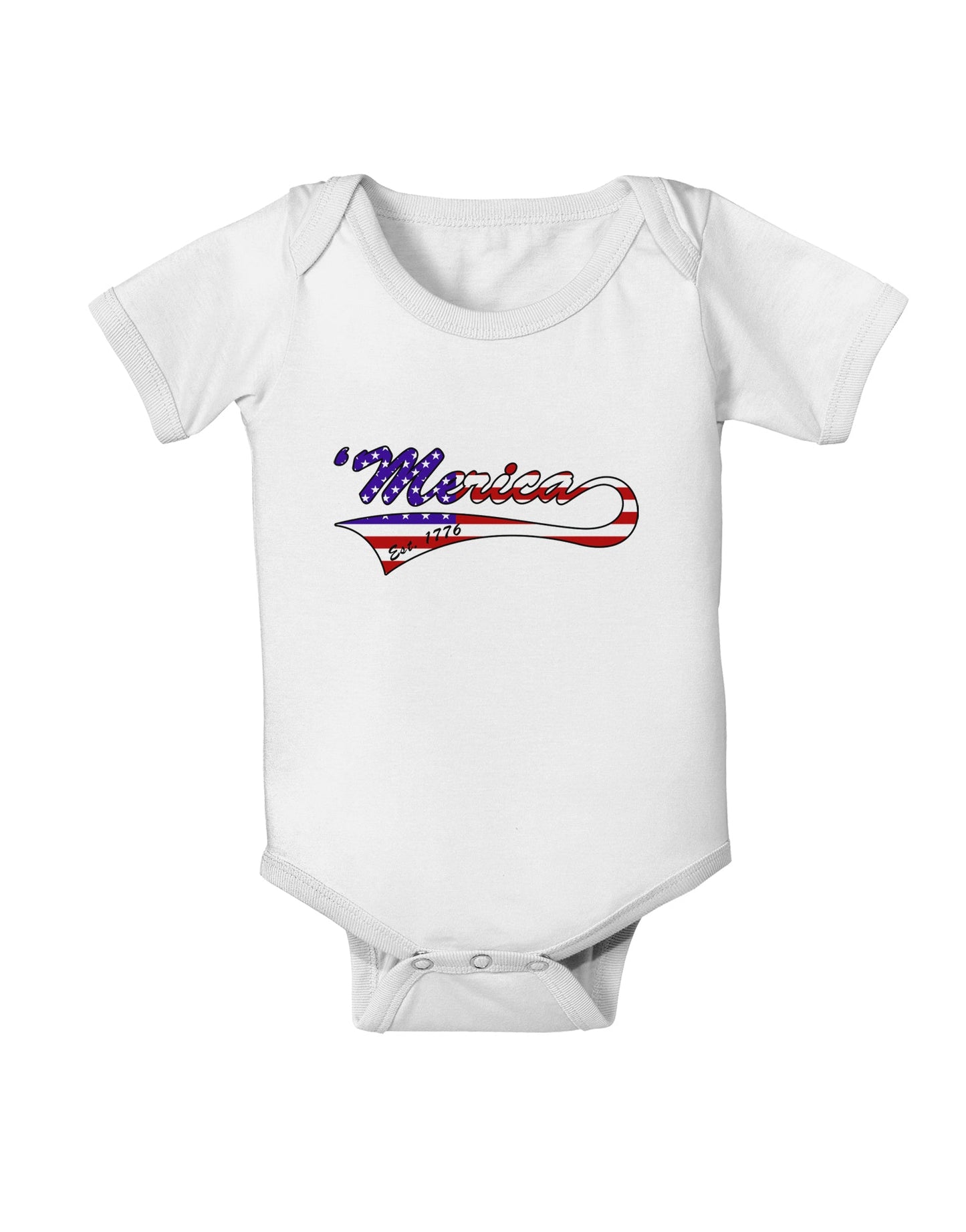 Merica Established 1776 - American Flag Style Baby Romper Bodysuit by TooLoud-Baby Romper-TooLoud-White-06-Months-Davson Sales