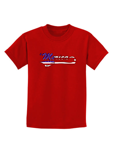 Merica Established 1776 - American Flag Style Childrens Dark T-Shirt by TooLoud-Childrens T-Shirt-TooLoud-Red-X-Small-Davson Sales