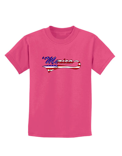 Merica Established 1776 - American Flag Style Childrens Dark T-Shirt by TooLoud-Childrens T-Shirt-TooLoud-Sangria-X-Small-Davson Sales