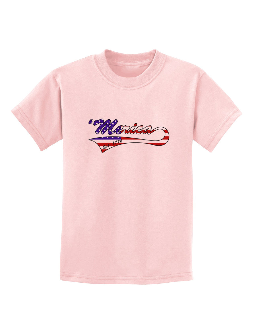 Merica Established 1776 - American Flag Style Childrens T-Shirt by TooLoud-Childrens T-Shirt-TooLoud-White-X-Small-Davson Sales