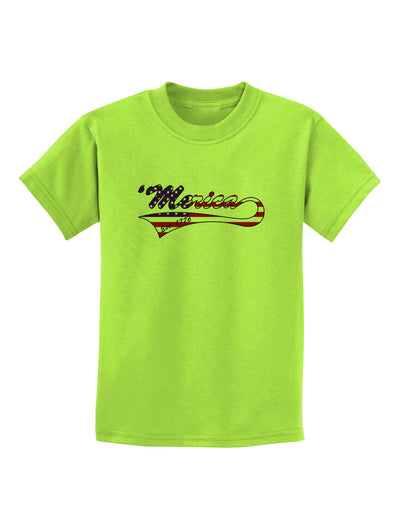 Merica Established 1776 - American Flag Style Childrens T-Shirt by TooLoud-Childrens T-Shirt-TooLoud-Lime-Green-X-Small-Davson Sales