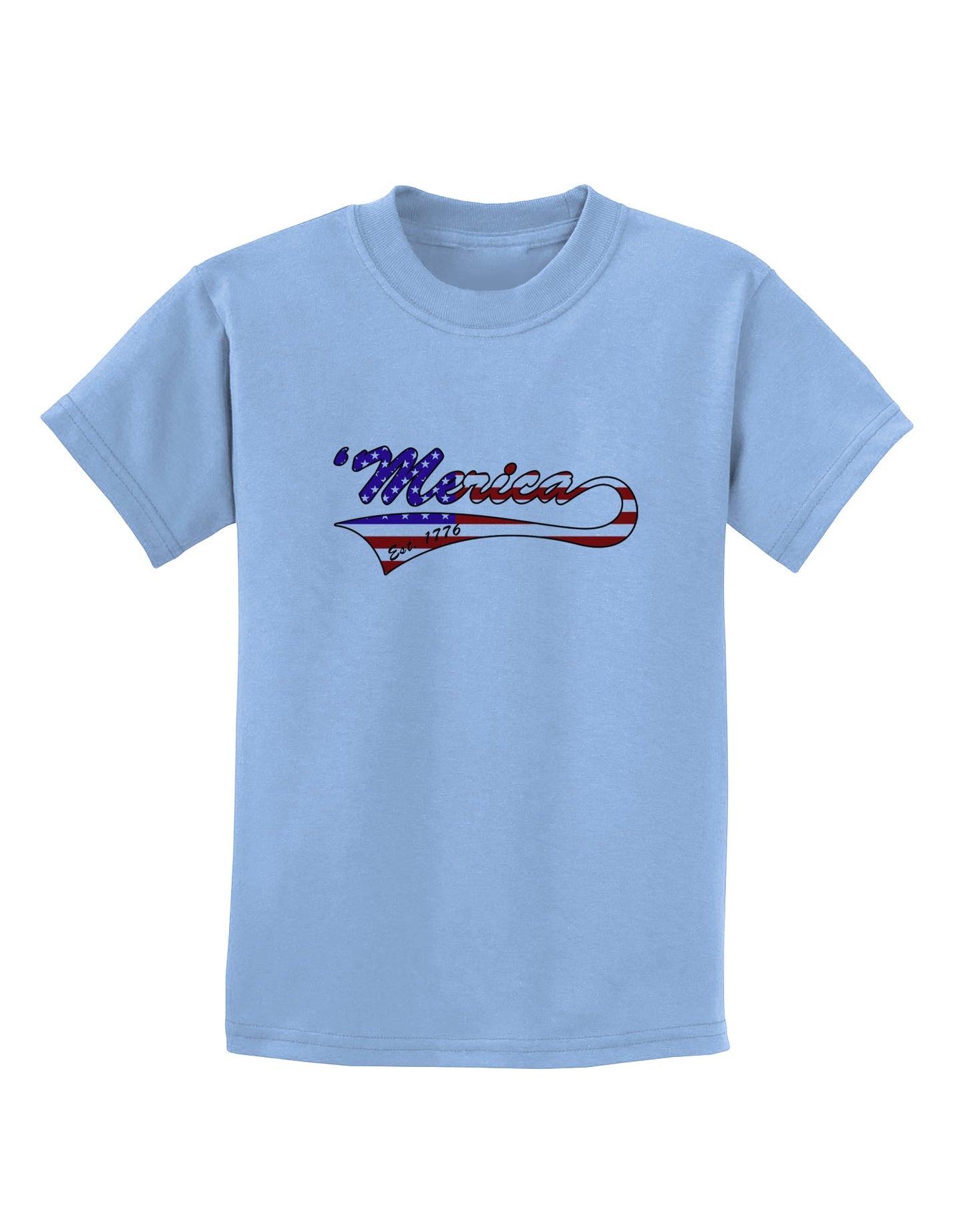 Merica Established 1776 - American Flag Style Childrens T-Shirt by TooLoud-Childrens T-Shirt-TooLoud-Light-Blue-X-Small-Davson Sales