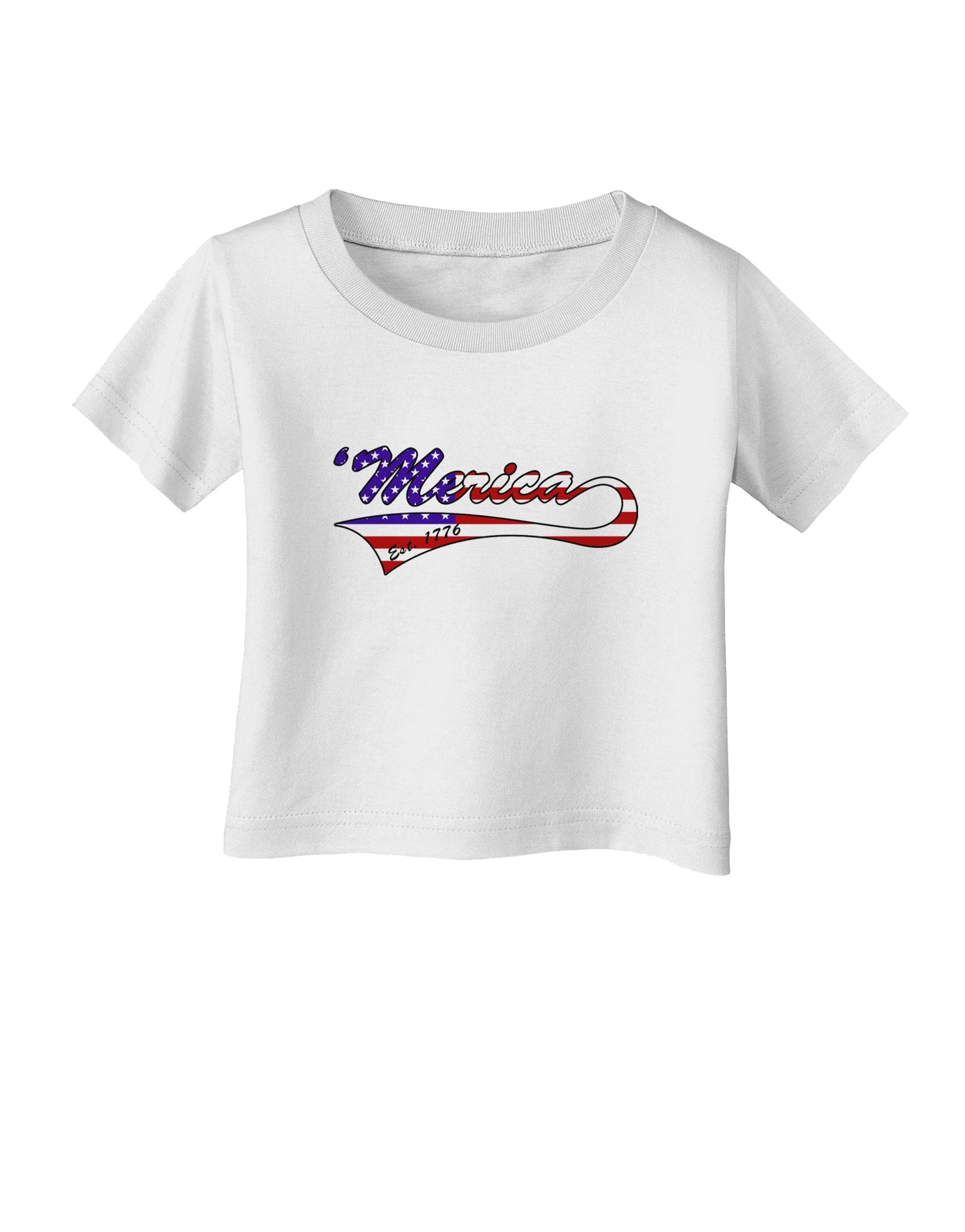 Merica Established 1776 - American Flag Style Infant T-Shirt by TooLoud-Infant T-Shirt-TooLoud-White-06-Months-Davson Sales