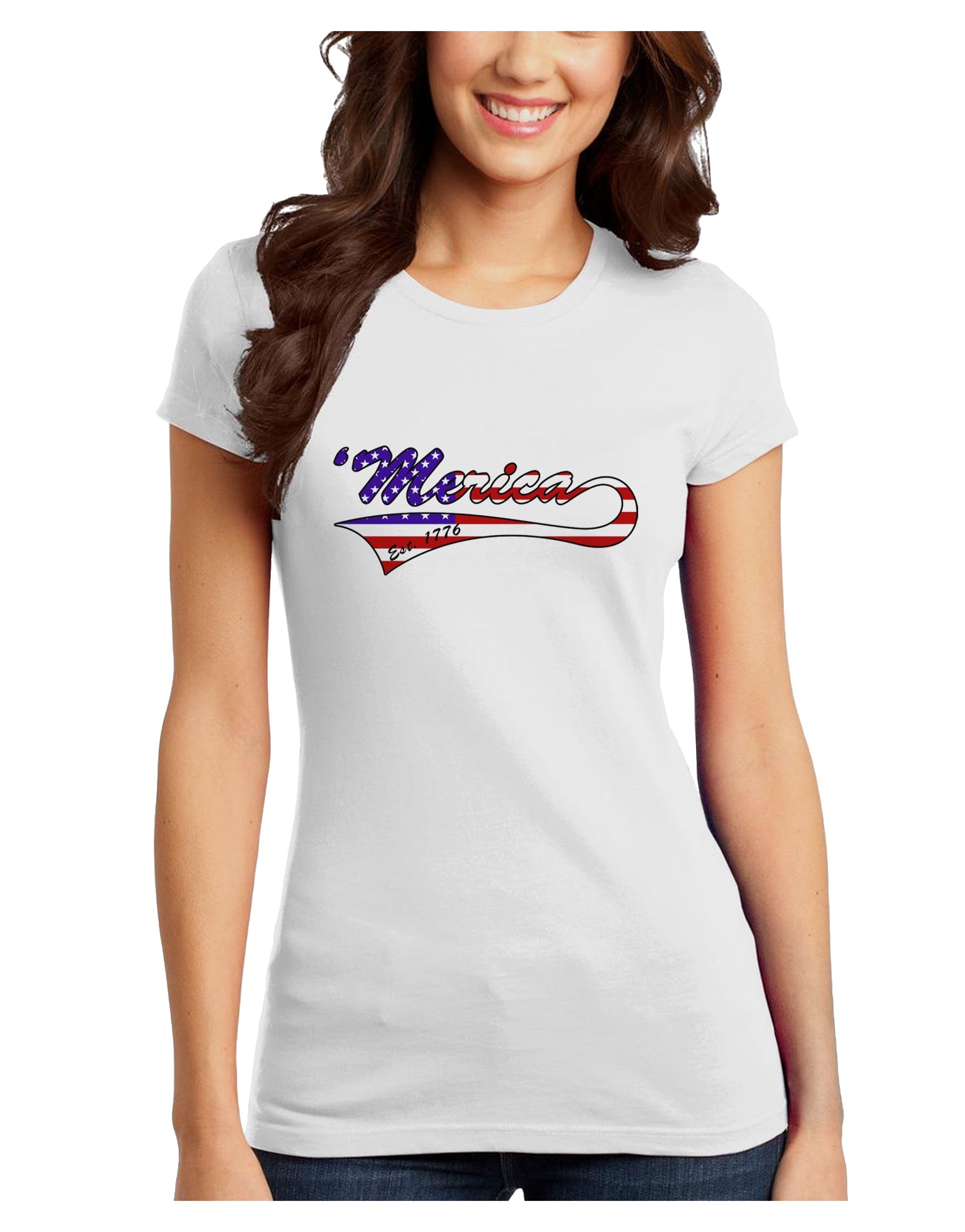 Merica Established 1776 - American Flag Style Juniors T-Shirt by TooLoud-Womens Juniors T-Shirt-TooLoud-White-Juniors Fitted X-Small-Davson Sales