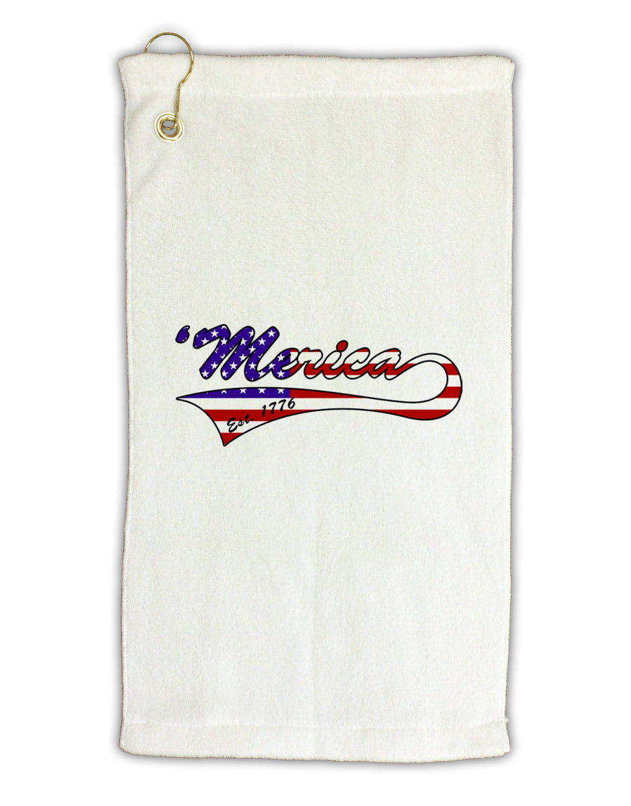 Merica Established 1776 - American Flag Style Micro Terry Gromet Golf Towel 16 x 25 inch by TooLoud-Golf Towel-TooLoud-White-Davson Sales