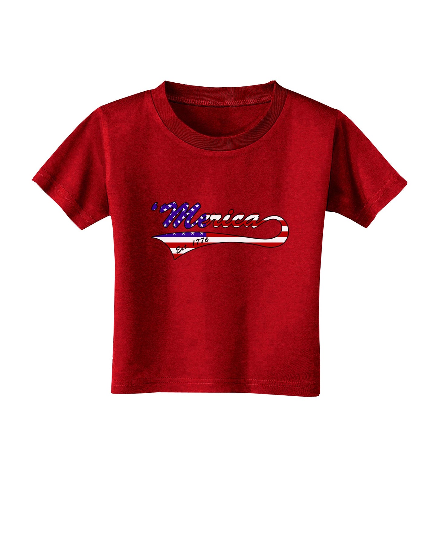 Merica Established 1776 - American Flag Style Toddler T-Shirt Dark by TooLoud-Toddler T-Shirt-TooLoud-Red-2T-Davson Sales