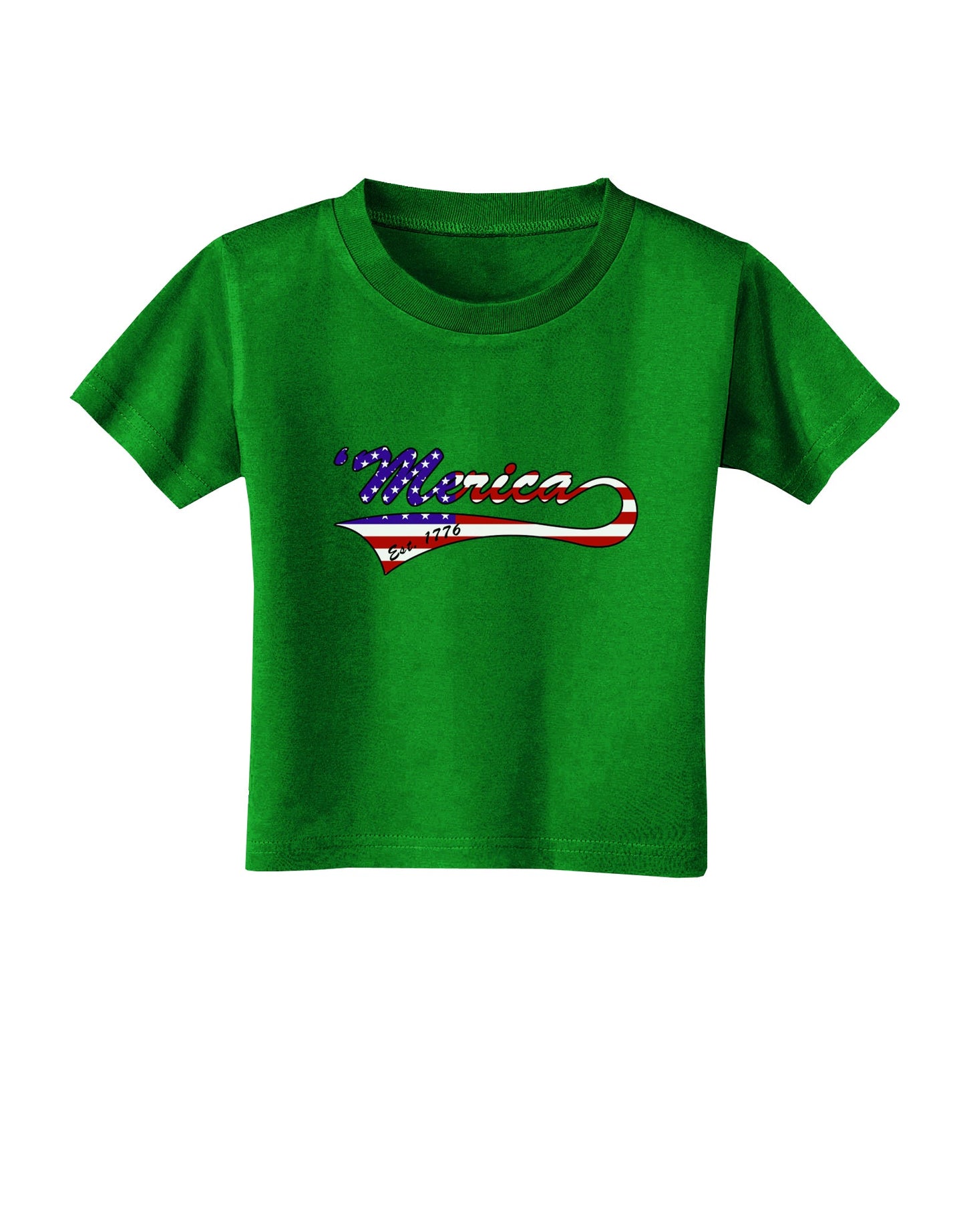 Merica Established 1776 - American Flag Style Toddler T-Shirt Dark by TooLoud-Toddler T-Shirt-TooLoud-Clover-Green-2T-Davson Sales