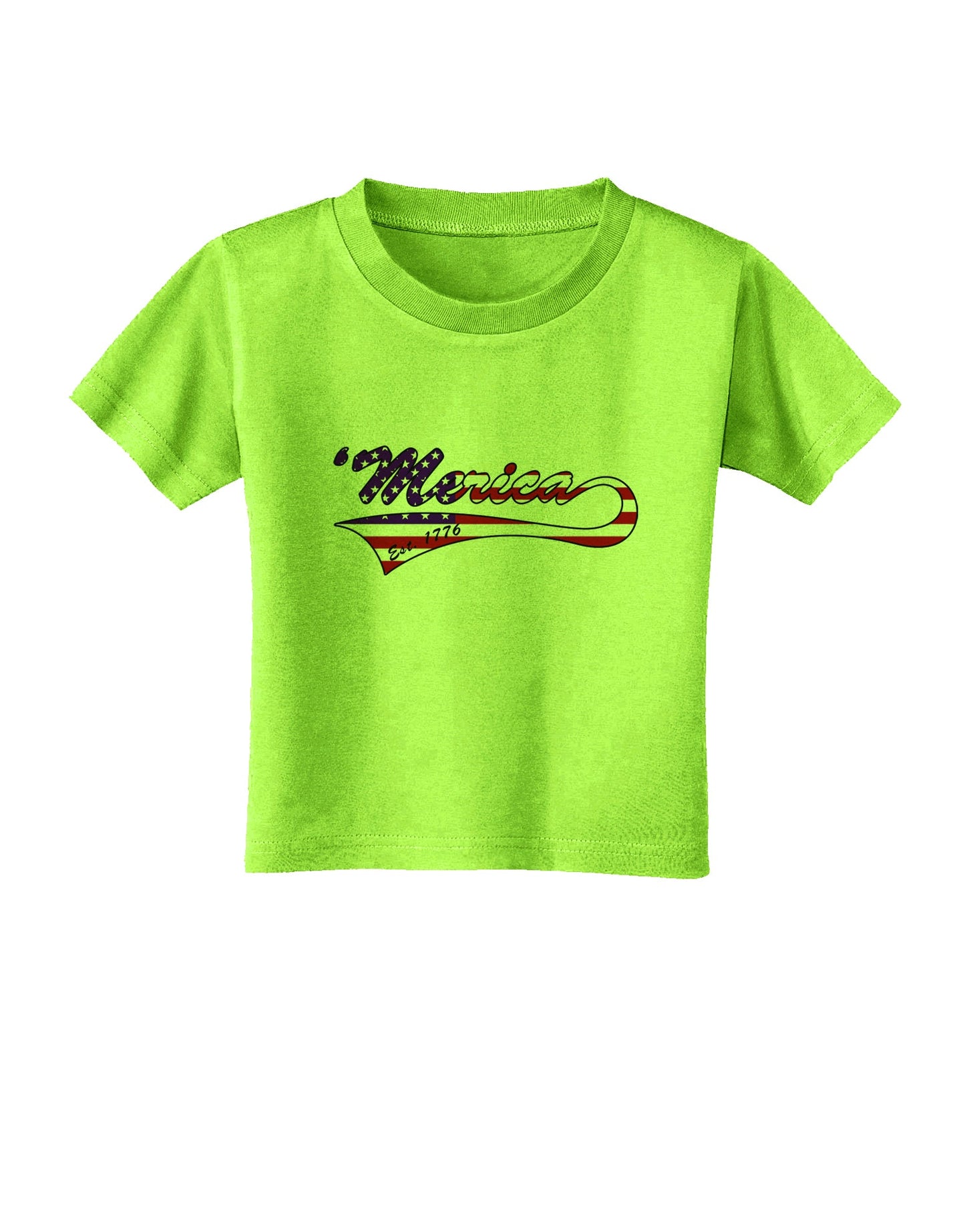 Merica Established 1776 - American Flag Style Toddler T-Shirt by TooLoud-Toddler T-Shirt-TooLoud-Lime-Green-2T-Davson Sales