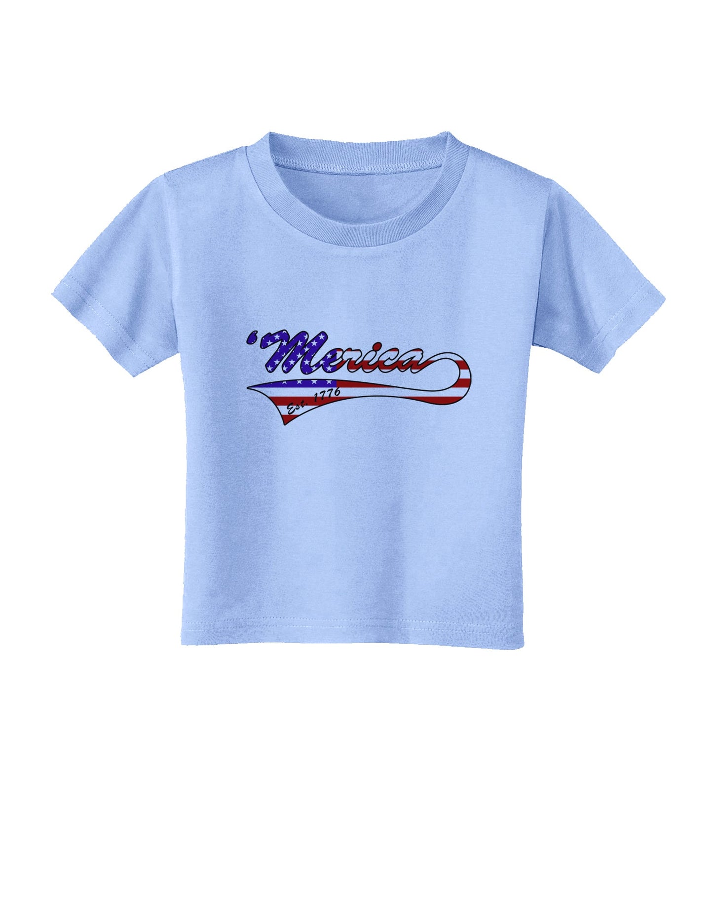 Merica Established 1776 - American Flag Style Toddler T-Shirt by TooLoud-Toddler T-Shirt-TooLoud-Aquatic-Blue-2T-Davson Sales