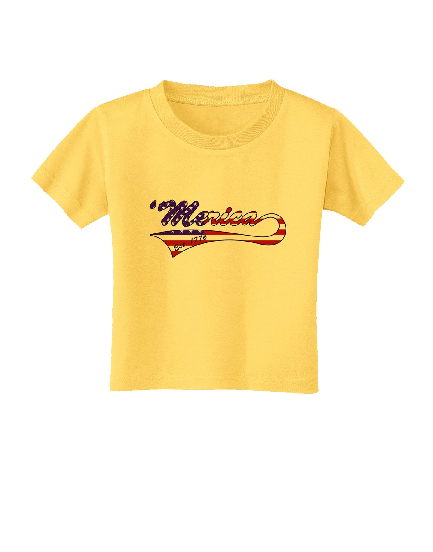 Merica Established 1776 - American Flag Style Toddler T-Shirt by TooLoud-Toddler T-Shirt-TooLoud-Yellow-2T-Davson Sales
