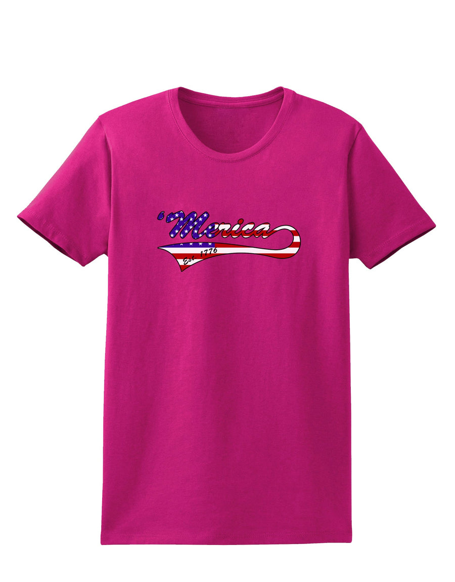 Merica Established 1776 - American Flag Style Womens Dark T-Shirt by TooLoud-Womens T-Shirt-TooLoud-Black-X-Small-Davson Sales