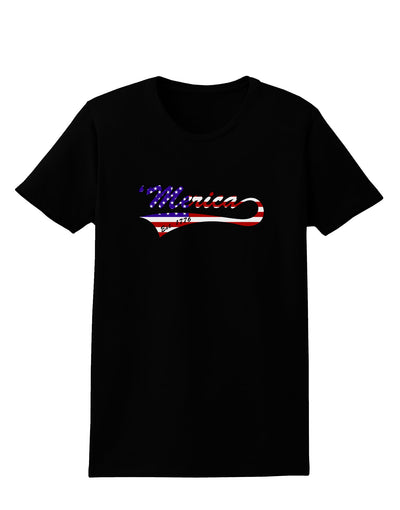 Merica Established 1776 - American Flag Style Womens Dark T-Shirt by TooLoud-Womens T-Shirt-TooLoud-Black-X-Small-Davson Sales