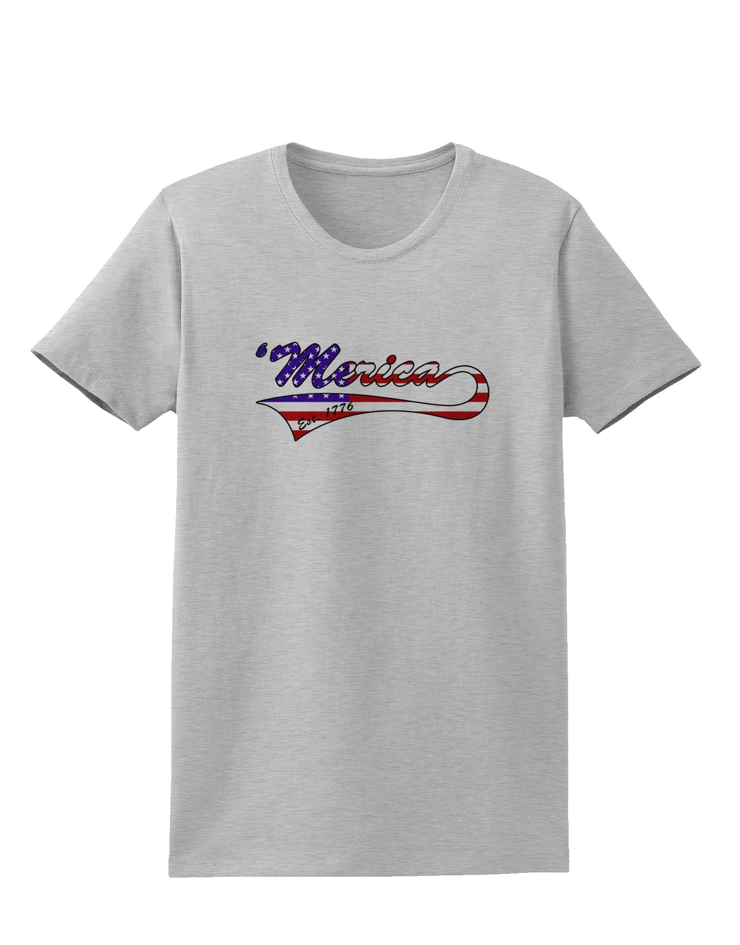 Merica Established 1776 - American Flag Style Womens T-Shirt by TooLoud-Womens T-Shirt-TooLoud-AshGray-X-Small-Davson Sales
