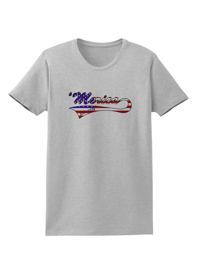 Merica Established 1776 - American Flag Style Womens T-Shirt by TooLoud-Womens T-Shirt-TooLoud-AshGray-X-Small-Davson Sales