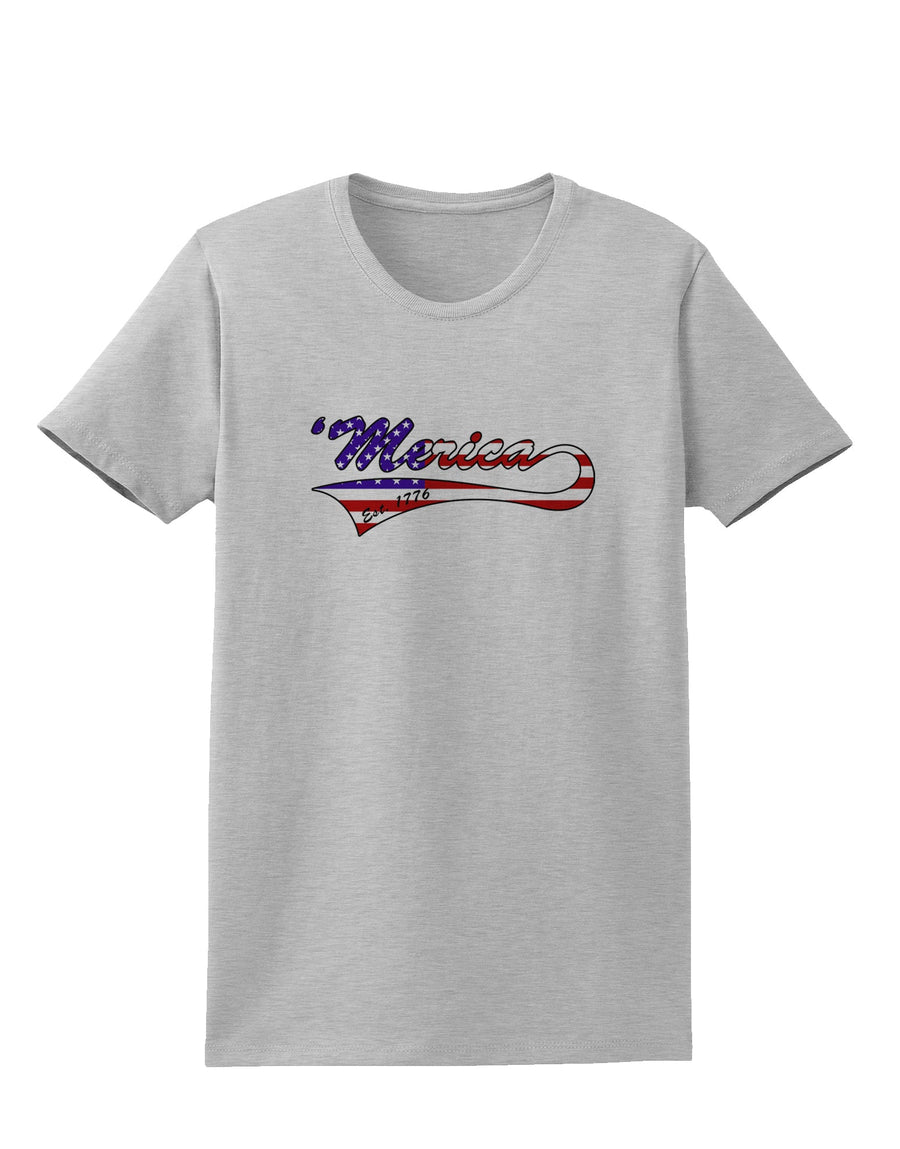 Merica Established 1776 - American Flag Style Womens T-Shirt by TooLoud-Womens T-Shirt-TooLoud-White-X-Small-Davson Sales