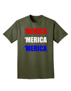 Merica Merica Merica - Red and Blue Adult Dark T-Shirt-Mens T-Shirt-TooLoud-Military-Green-Small-Davson Sales