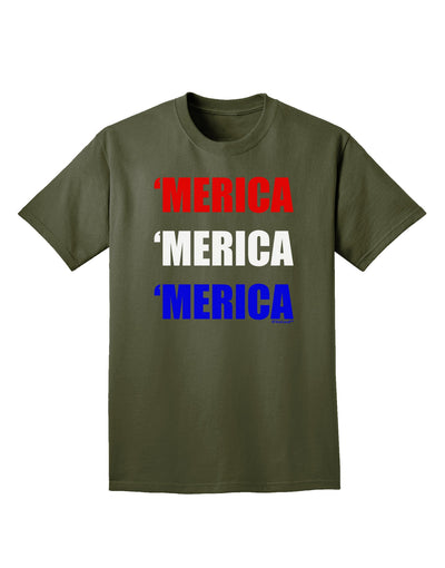 Merica Merica Merica - Red and Blue Adult Dark T-Shirt-Mens T-Shirt-TooLoud-Military-Green-Small-Davson Sales