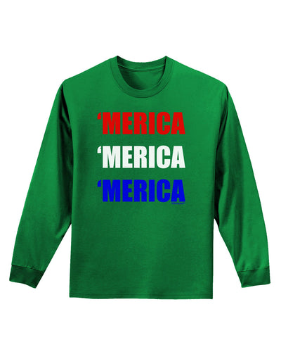 Merica Merica Merica - Red and Blue Adult Long Sleeve Dark T-Shirt-TooLoud-Kelly-Green-Small-Davson Sales