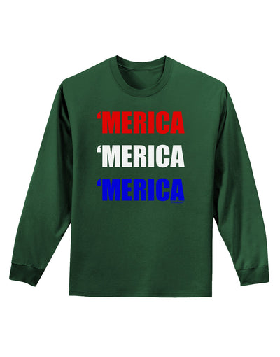 Merica Merica Merica - Red and Blue Adult Long Sleeve Dark T-Shirt-TooLoud-Dark-Green-Small-Davson Sales