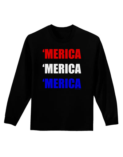 Merica Merica Merica - Red and Blue Adult Long Sleeve Dark T-Shirt-TooLoud-Black-Small-Davson Sales