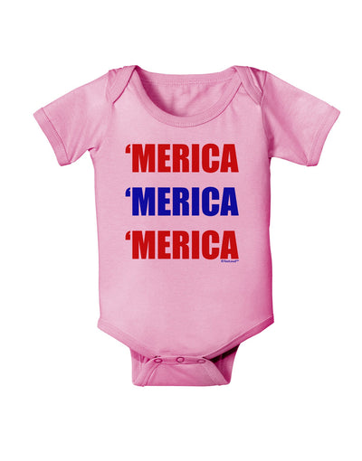 Merica Merica Merica - Red and Blue Baby Romper Bodysuit-Baby Romper-TooLoud-Light-Pink-06-Months-Davson Sales