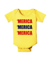 Merica Merica Merica - Red and Blue Baby Romper Bodysuit-Baby Romper-TooLoud-Yellow-06-Months-Davson Sales