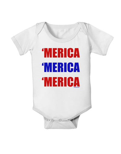 Merica Merica Merica - Red and Blue Baby Romper Bodysuit-Baby Romper-TooLoud-White-06-Months-Davson Sales